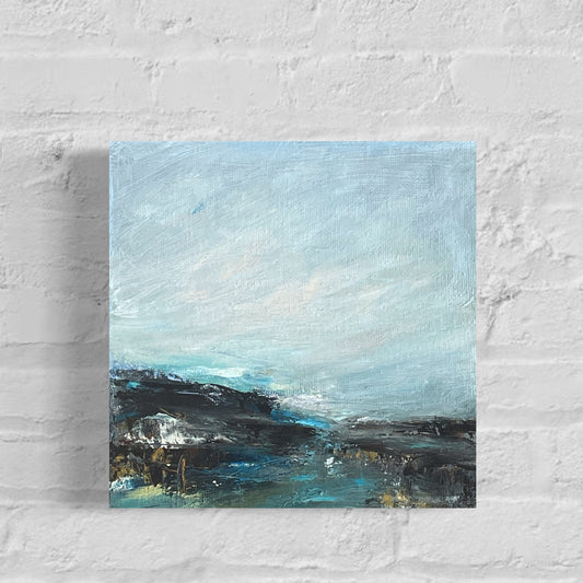 Rocks of the Sea Semi Abstract Mini Landcscape on canvas